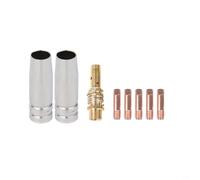 Kit de accesorios de soldadura MIG de 8 piezas para antorcha 15AK - 5 puntas de contacto de cobre rojo de 0,8 mm, 2 boquillas de gas de latón, 1 difusor de gas M6, compatible con soldadores MIG-200