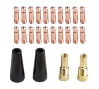 Kit de accesorios de soplete de soldadura de núcleo de flujo de 24 piezas para 14AK, 20 puntas de contacto (0,8 mm/0,9 mm) con 2 boquillas y 2 difusores de gas, piezas de cobre y baquelita para