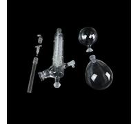 Kit de accesorios for evaporador rotatorio IKA RV8/RV10: condensador de vidrio de 1000 ml, matraz de evaporación, matraz receptor y eje rotatorio.