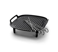 Kit de accesorios grill para Philips Airfryer XXL, placa grill antiadherente, accesorio de doble capa, 6 brochetas, apto para lavavajillas, App de recetas HomeID, negro (HD9959/00)