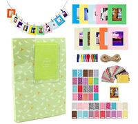 Kit de Accesorios Jinshen para cámara Fujifilm Instax Mini 9/8 (84 álbumes de Bolsillo, 20 Pegatinas, 10 Marcos para Colgar en la Pared, 10 Clips con Cuerda), Green Bird, Green Bird