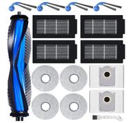 Kit de accesorios para aspiradora robot Ecòvacs Deêbòt T30C Omni, 18 piezas de repuesto incluye 1 cepillo principal, 4 cepillos laterales, 4 filtros HEPA, 4 bolsas para el polvo, 4 paños para fregona