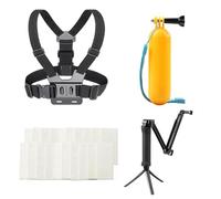 Kit de accesorios para cámara de acción, mango flotante, kit de trípode de palo selfie 2 en 1/arnés de pecho/20 inserciones antivaho para secado