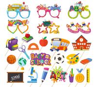 Kit de accesorios para fotomat n de regreso a clases de Lucleag, 20 piezas de accesorios para fotos de bienvenida a la escuela y 6 piezas de vaso