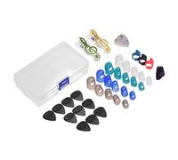 Kit de accesorios para guitarra con protectores de dedos de silicona, soporte para el pulgar, clips para página de música y caja de almacenamiento para principiantes acústicos