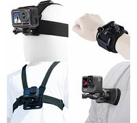 Kit de Accesorios para Insta360 One X3 X2 X RS R GO 2, Soporte de Correa de Cabeza arnés de Montaje en Pecho Soporte de Clip para Mochila Correa de muñeca giratoria de 360°