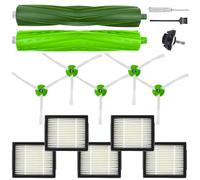 Kit de accesorios para iRobot Roomba i/E Series i1 i1+ i2 i2+ i3 i3+ i4 i4+ i5 i5+ i6 i6+ i7 i7+ i8 i8+, e5/e6 - 1 cepillo principal,5 cepillos laterales verdes,5 filtros, 1 rueda giratoria delantera