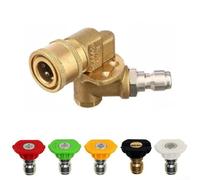 Kit de accesorios para lavadora de alta presión con 5 boquillas de pulverización y acoplador de conexión rápida de 4500 PSI, construcción de metal para limpieza profunda de superficies de patio y