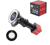 Kit de Accesorios para microscopio 5 1MP 1080p Cámara de microscopio 180x Lente portátil USB Microscopio Digital electrónico Industrial portaobjetos de microscopio (Color : Red 2X Camera Kit)