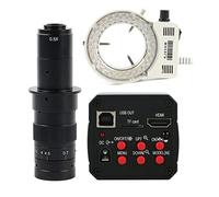 Kit de Accesorios para microscopios 1 8MP USB Cámara de microscopio de Video Digital electrónica Industrial 18 0X 300x c Lente de Montaje Portaobjetos de microscopio (Color : 180x Lens with Light)