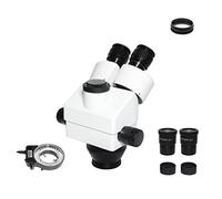 Kit de accesorios para microscopios 3.5X-9 0X 7X-45X Blanco Simul-Focal Trinocular Zoom Cabezal de microscopio estéreo 0.5x 2.0x 1x Lente auxiliar for reparación de PCB de CPU de teléfono Portaobjetos