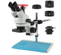 Kit de Accesorios para microscopios 3 7MP Digital USB Cámara de microscopio 3. 5x-90x Microscopio estéreo trinocular Focal Simul Portaobjetos de microscopio (Color : A)