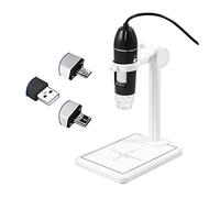 Kit de Accesorios para microscopios 3 en 1 USB Cámara de microscopio Digital 160 0X 8 le DS 2MP Cámara de Zoom de microscopio electrónico Portaobjetos de microscopio (Color : White)