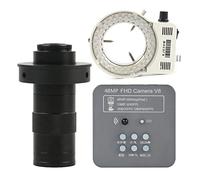Kit de accesorios para microscopios 4 8MP 2K 1080P 60FPS HDMI USB Microscopio digital electrónico industrial Zoom C-Montaje DIRIGIÓ Luz Portaobjetos de microscopio(With 130X Lens Light)
