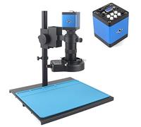 Kit de accesorios para microscopios 4 8MP 4K USB Cámara de microscopio monocular de video digital Continuy zoom 18 0x c- Montar Portaobjetos de microscopio(B1 Set 130X)