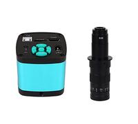 Kit de accesorios para microscopios 4 8MP HDMI USB Cámara de microscopio de video digital 13 0x 180x Lente de montaje zoom C ajustable DIRIGIÓ Luz de anillo Portaobjetos de microscopio(48MP 180X)