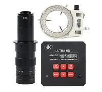 Kit de Accesorios para microscopios 4K 38MP 1080P 60FPS 1/2.33" Sensor Digital Video Microscopio Cámara C-Mount Lens Portaobjetos de microscopio (Color : with 180X Lens Light)