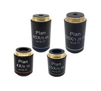 Kit de Accesorios para microscopios 4X 10x 40x 100x Lente objetiva del Plan Infinito, Lente óptica de Hilo de Montaje de 45 mm Portaobjetos de microscopio (Color : 4X 10X 40X 100X)