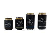 Kit de Accesorios para microscopios 4x10x40x100x Microscopio óptico, Plan Infinito Lente Objetivo Accromático Portaobjetos de microscopio (Color : Whole Set)