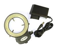 Kit de accesorios para microscopios Ajustable 650 0k144led Lámpara de iluminador de luz de anillo con C.A. Adaptador de corriente Portaobjetos de microscopio(Zwart)