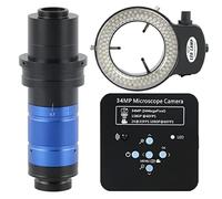 Kit de Accesorios para microscopios Lente de Montaje de Zoom Ajustable 450X, cámara de microscopio de Video Digital Industrial Portaobjetos de microscopio (Color : 34MP with Light)