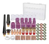 Kit de accesorios para soplete de soldadura TIG, 63 piezas, boquillas de cuerpo, lente de gas rechoncha, kit de taza de vidrio #10 para WP-17/18/26