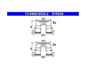 Kit de accesorios, pastillas de frenos ATE 13.0460-0534.2