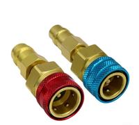 Kit de acoplador rápido de 2 piezas para R1234yf R134a R12 AC, adaptador de latón de alta presión baja con accesorios de 17 mm y 14 mm, conectores de aire acondicionado automático