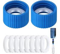Kit de acoplamiento de filtro de agua de 28 mm para Sawyer Squeeze Cleaning Backwash adaptador con sellos al aire libre camping senderismo botella conector azul blanco (2 tapas + 10 arandelas)
