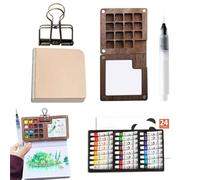 Kit de acuarela para artistas, pinturas de acuarela vibrantes con paleta de viaje, juego completo de pintura para estudiantes y aficionados, que incluye bloc de dibujo, bolígrafo con clip y caja de al