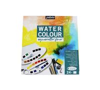 Kit de acuarelas - Acuarela fina - 24 medios godets - Accesorios incluidos - Mixto - Principiante