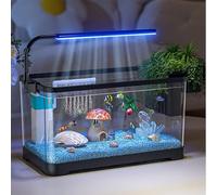 Kit De Acuario con Iluminación LED, Acuario para Peces Equipado con Filtro Y LED, Filtro Interno, Iluminación LED para Agua Dulce Y Marina(Medium)