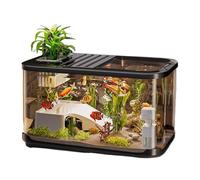 Kit de acuario listo para usar con orificios de ventilación, acuario para betta, hábitat con escaleras para decoración acuática, tortugas, vida marina y agua salada