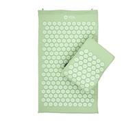 Kit de acupresión VITAL azul, alfombra 74 x 44 cm + cojín 33 x 28 cm + bolsa de transporte de nylon Funda 100% algodón y flores de plástico duro hipoalergénico ABS (verde pastel)