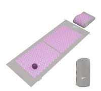 Kit de acupresión XL Fitem - Alfombra de acupresión + cojín + bola de masaje - Alivia dolores de espalda y cuello - Ciática - Masaje de espalda - Relajación muscular (Gris-Violeta)