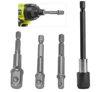Kit de adaptador de 3 zócalos, hexagonal a 1/4", 1/2", 3/8" Llave de conversión de llave de tubo cuadrada para destornillador inalámbrico Adaptador de tuerca con extensión de taladro hexagonal de 1/4