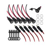 Kit de Adaptador de Conector Hembra de Panel Montado con Rosca de 6 Juegos de Jack de Alimentación de CC con Tapa