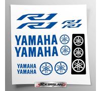 Kit de adhesivos compatibles con depósito y casco de moto | Base de vinilo transparente de fácil aplicación con impresión UV | letras logos | Stickersland® - R1 New del 2015 al 2024 (Azul)