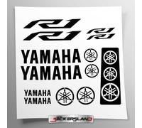 Kit de adhesivos compatibles con depósito y casco de moto | Base de vinilo transparente de fácil aplicación con impresión UV | letras logos | Stickersland® - R1 New del 2015 al 2024 (Negro)