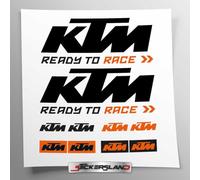 Kit de adhesivos compatibles con depósito y casco de moto Ready to Race, color negro y naranja, base de vinilo transparente, fácil aplicación, impresión UV | letras logos | Stickersland®