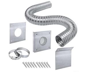 Kit de admisión de aire fresco para estufa de pellets con aluminio de 2 pulgadas para tubo flexible para ventilación exterior de aire frío, montaje en pared de acero inoxidable, compatible con estufas