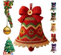 Kit de adornos de campana de Navidad de crochet DIY, decoración de campana de Navidad hecha a mano con hilo e instrucciones, kit de manualidades para principiantes para decoración del árbol (juego C)