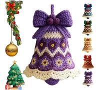 Kit de adornos de campana de Navidad de crochet DIY, decoración hecha a mano con hilo e instrucciones, kit de manualidades para principiantes para regalos de vacaciones y decoración del árbol (juego B