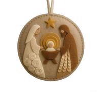 Kit de adornos de fieltro hecho a mano para árbol de Navidad con temática de belén, incluyendo pastores de la Sagrada Familia, ángeles y tres sabios (dos personas)