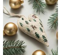 Kit de adornos de Navidad bordados a mano en forma de corazón, juego completo de punto de cruz con agujas e hilo, decoración de árbol de Navidad para principiantes y regalo personalizado (#H, kit de
