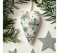 Kit de adornos de Navidad bordados a mano en forma de corazón, juego completo de punto de cruz con agujas e hilo, decoración de árbol de Navidad para principiantes y regalo personalizado (#C, kit de
