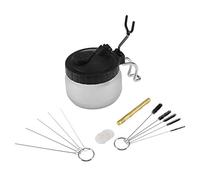 Kit de aerógrafo, bote de lavado en aerosol, bote estabilizador, soporte para botellas con herramientas, cepillo con boquilla de aguja