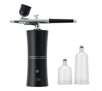 Kit de aerógrafo con batería recargable, presión de aire ajustable y tres tamaños de taza para pintura en aerosol automotriz y uso artesanal (negro A)