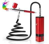 Kit de aerógrafo con compresor, juego de mini pistola de aire de mano de 32 PSI, cepillos de aire portátiles de alta presión para pintura, tatuaje, arte de uñas, modo, maquillaje, pasteles, barbería