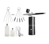 Kit de aerógrafo con compresor, kit de aerógrafo portátil con compresor de presión variable, juego de aerógrafo inalámbrico recargable de alta presión para pintura automática (negro B)